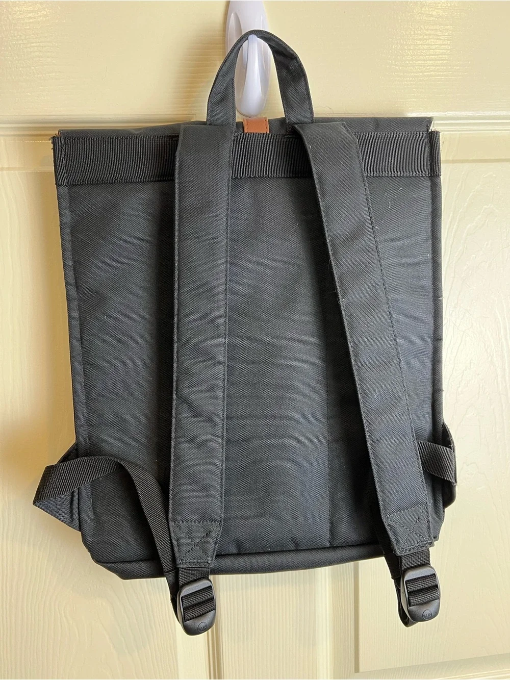 Herschel Supply Company Black Canvas city Backpack Brown Leather Strap
